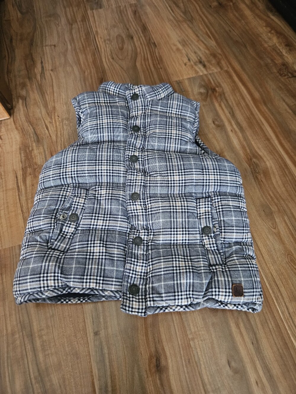 Plaid JANIE AND JACK Puffer Vest - Blue/Gray Kids Sleeveless Jacket 4t